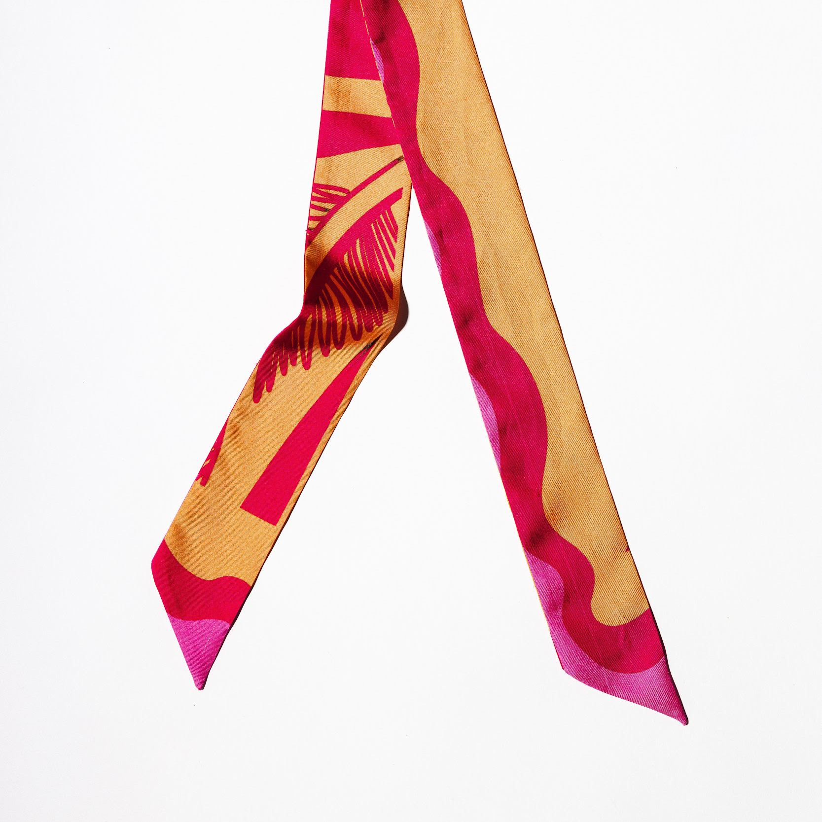 twilly scarf with orange and pink design
