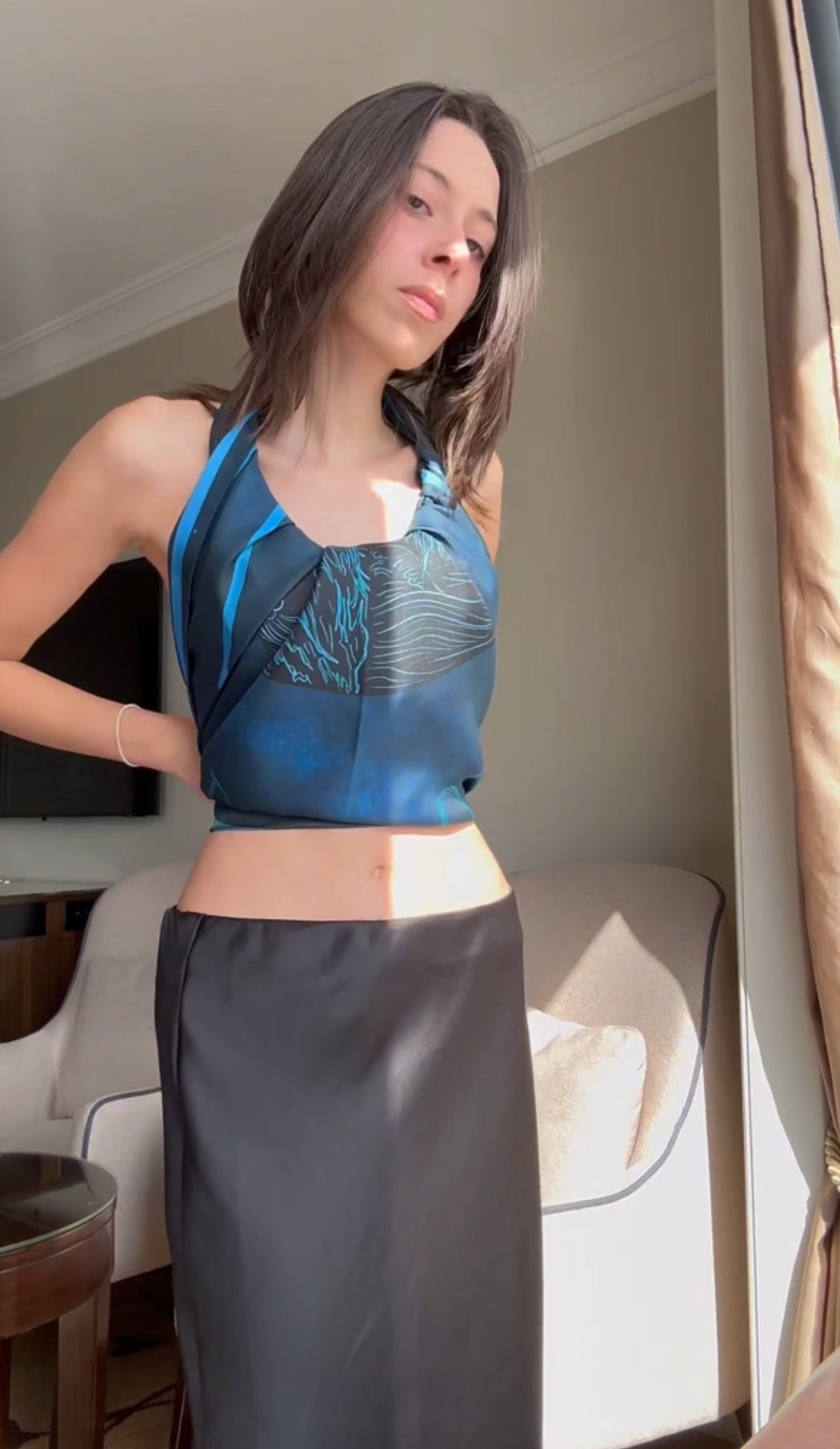 Tutorial how to wear a square scarf as a top