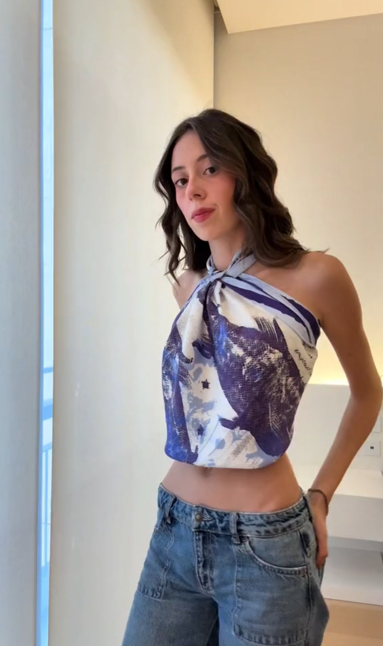 Tutorial how to wear a square silk scarf as a top