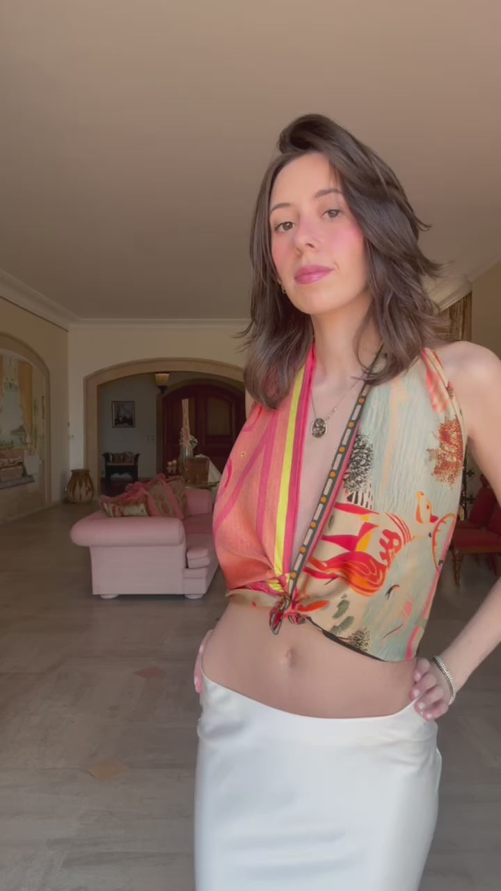 Tutorial how to style two square scarves together as one top
