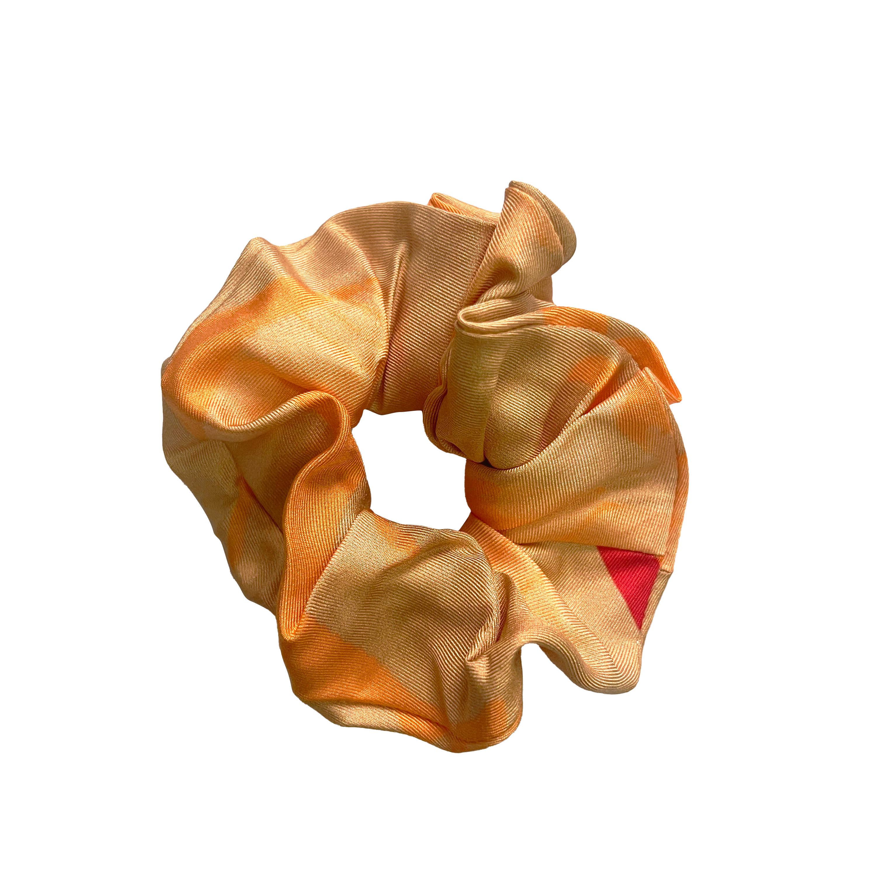 silk twill scrunchie with orange print 