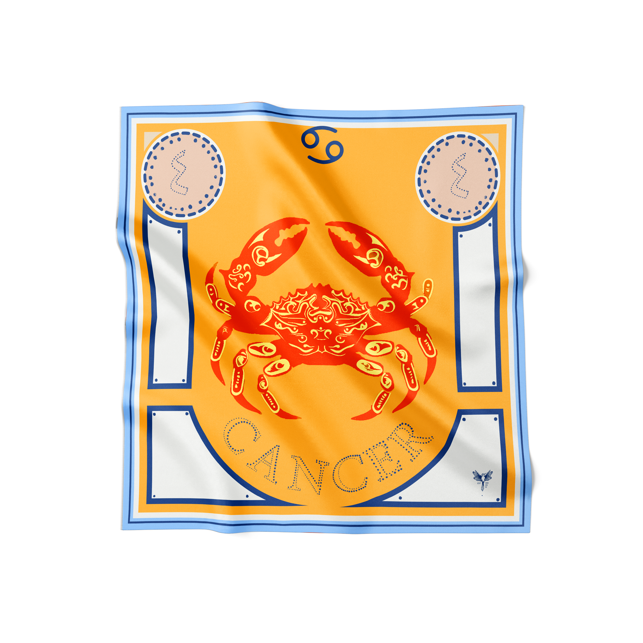 Astrology Cancer Design on silk twill square scarf