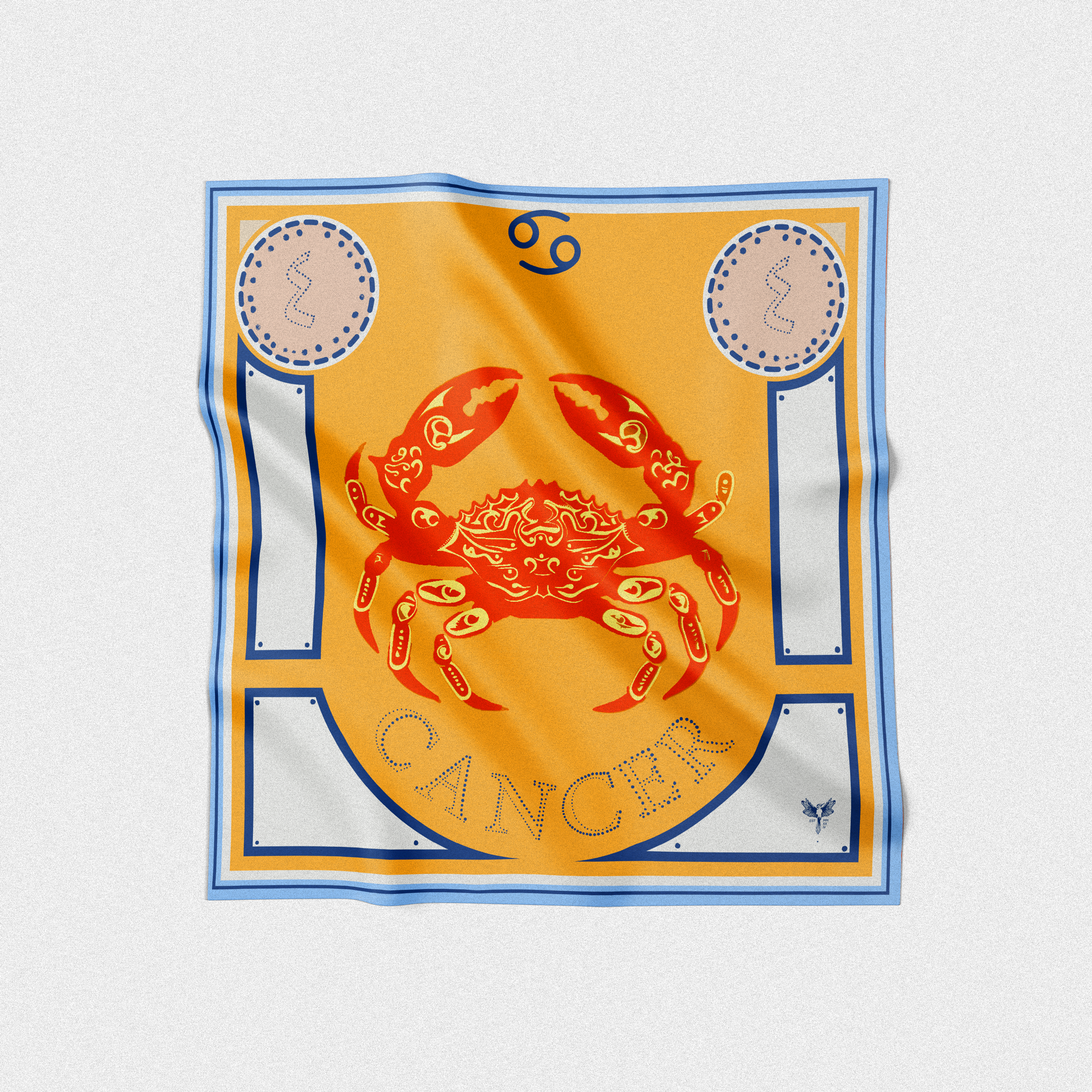 Cancer Astrology design on silk twill square scarf