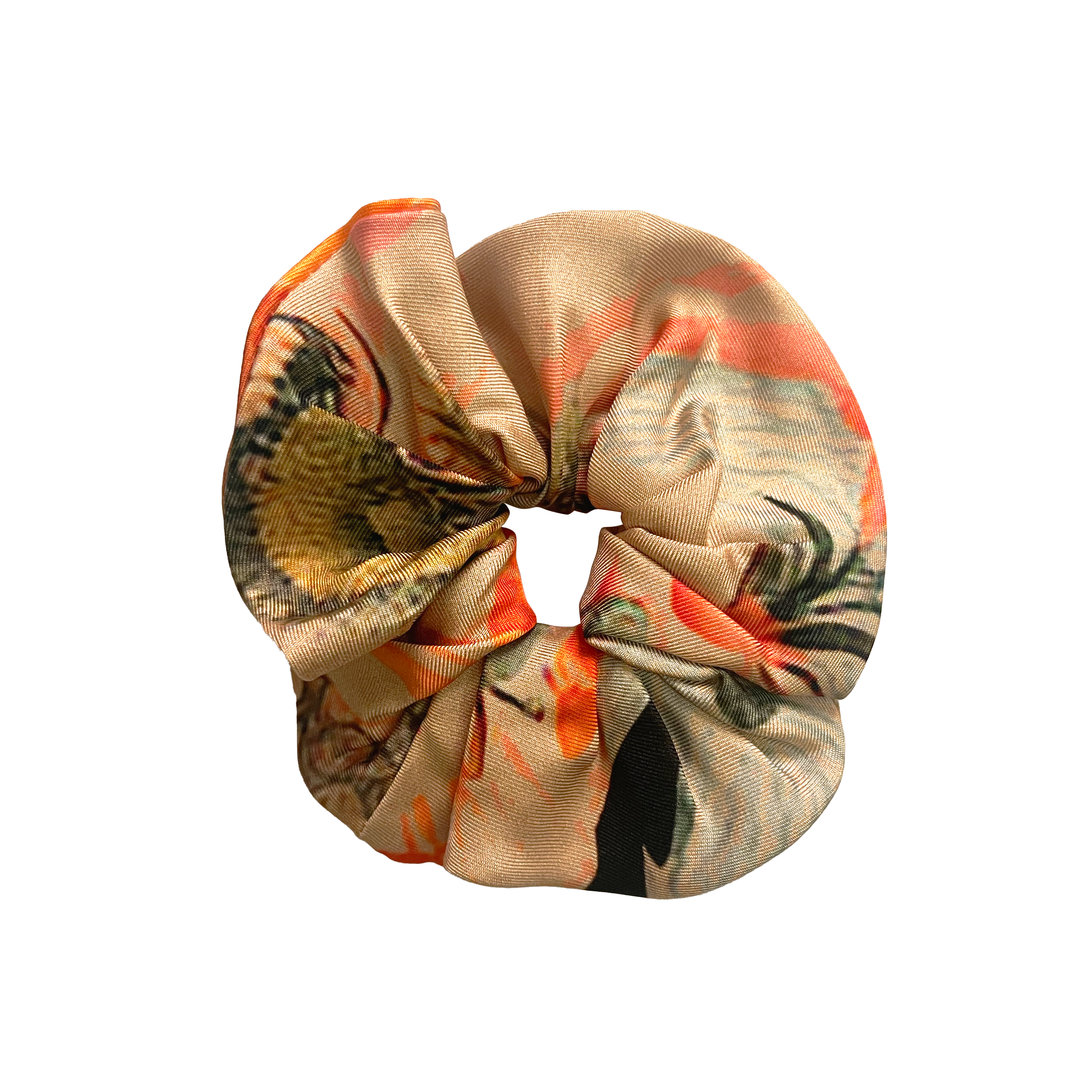 silk twill scrunchie with forest design