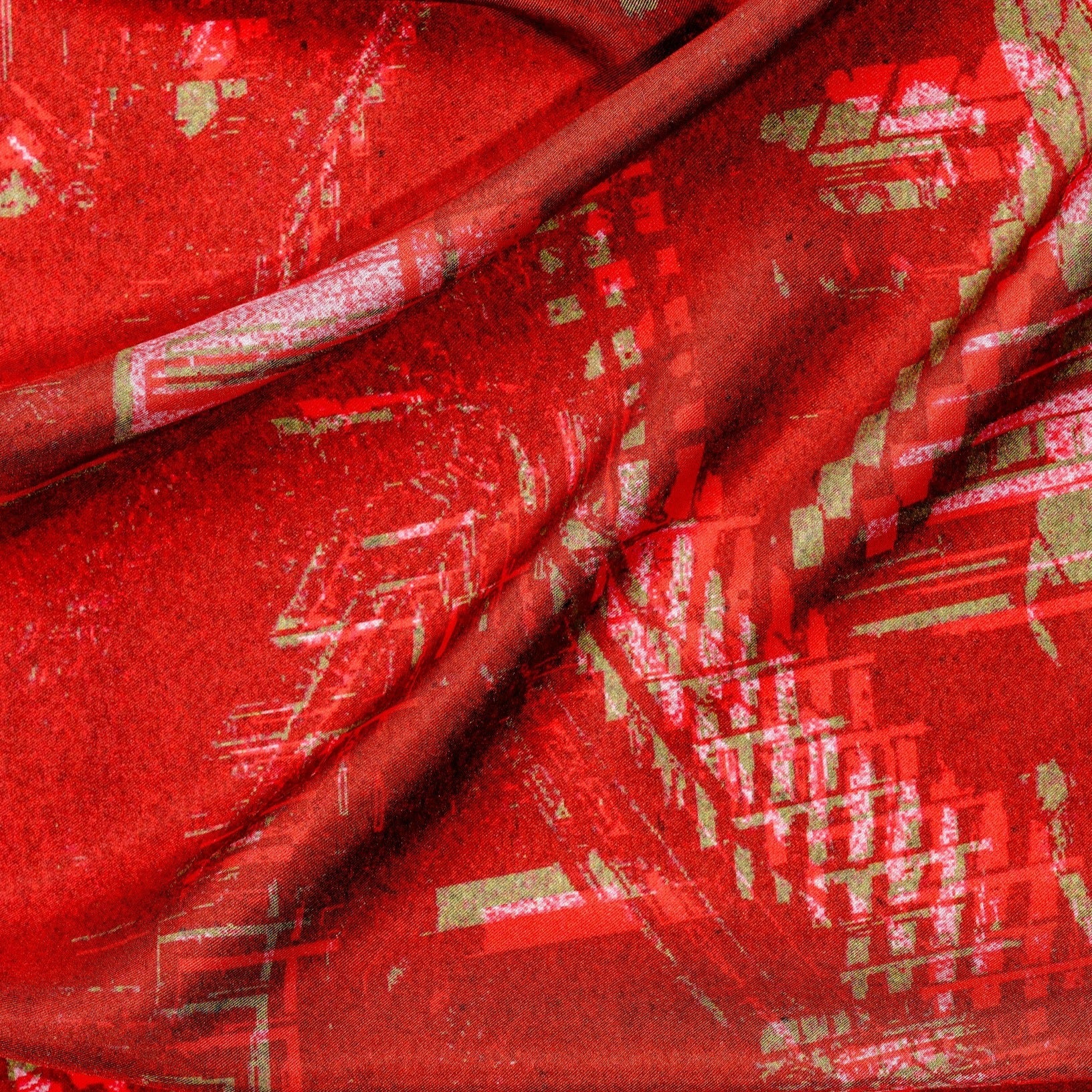 Zoom silk twill fabric in red and pink