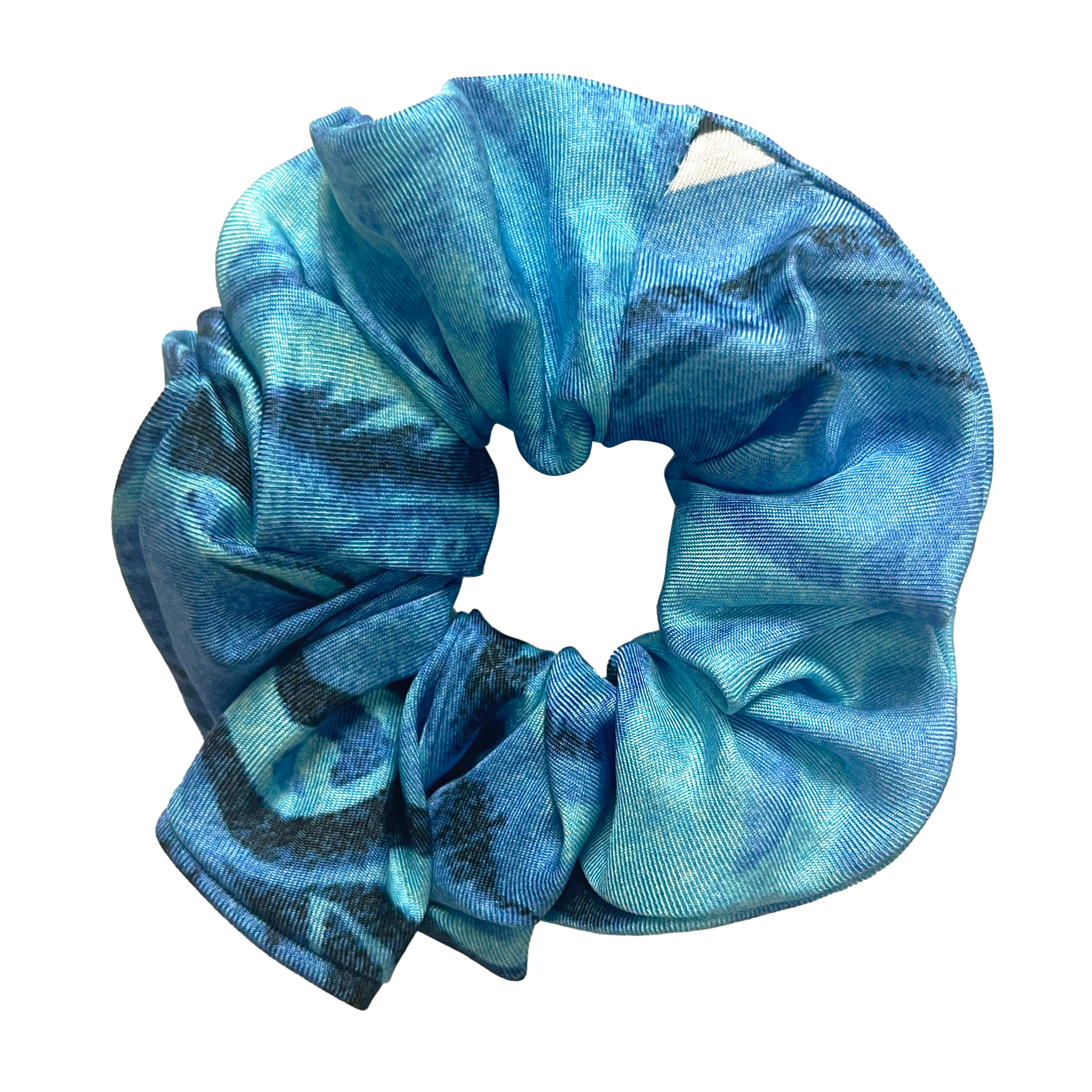 silk twill scrunchie with blue design