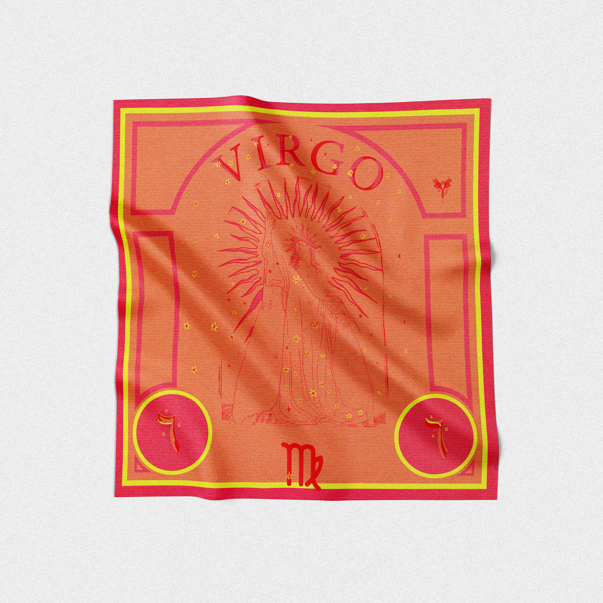 Virgo Astrology design on silk twill square scarf