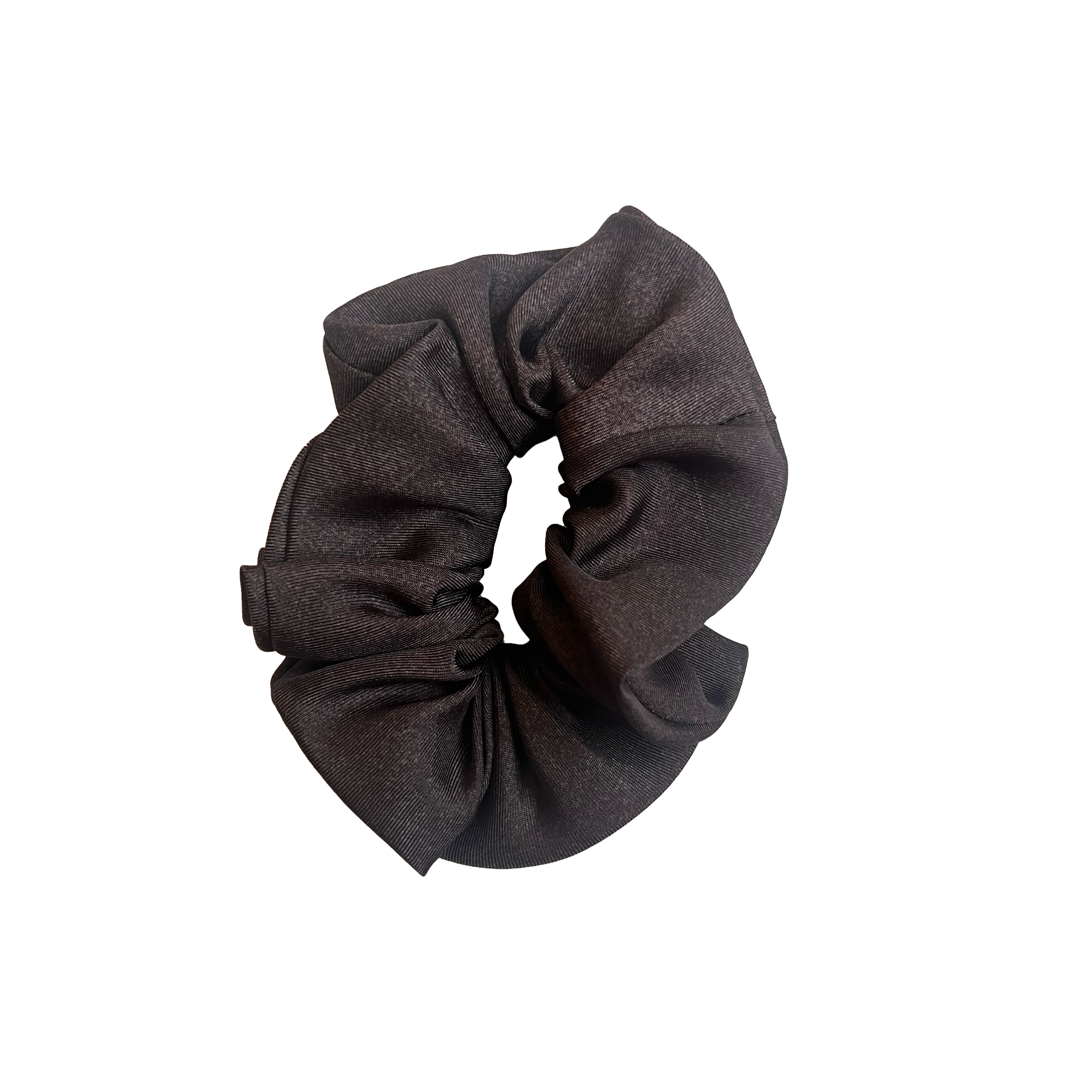 Silk twill scrunchie in dark purple print