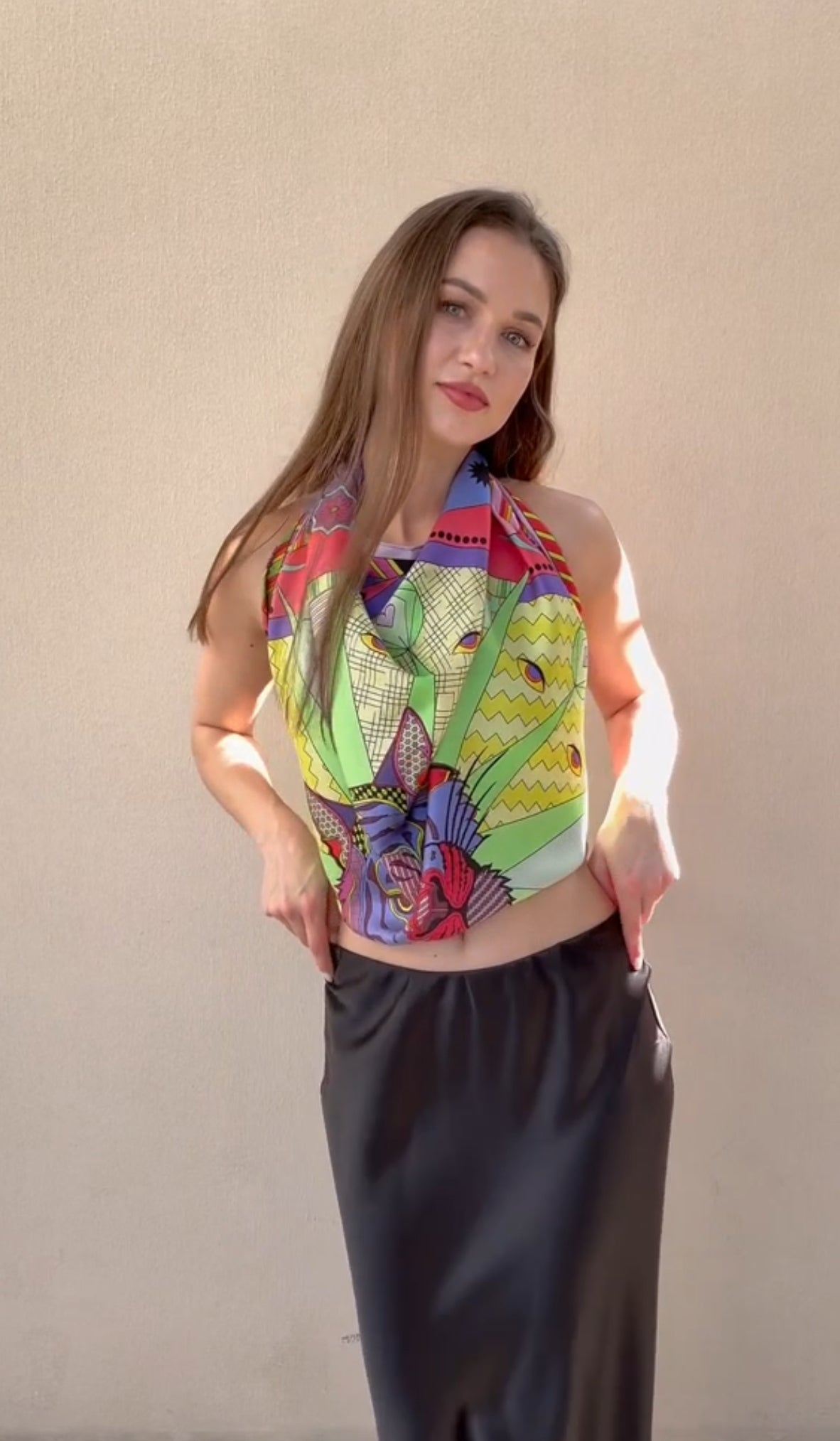 Tutorial square scarf as a top