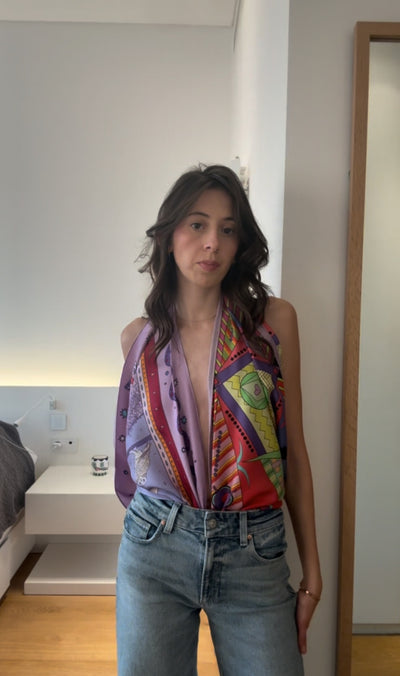 Tutorial how to create a top with two square silk scarves