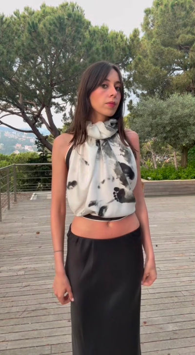 tutorial how to wear a square silk scarf as a top